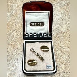 SPEIDEL GOLD CUFFLINKS & TIE BAR IN ORIGINAL BOX